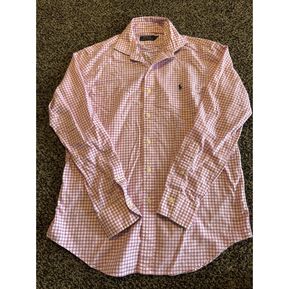 Polo Ralph Lauren Checkered Dress Shirt Men's Long Sleeve Button Down Pink M